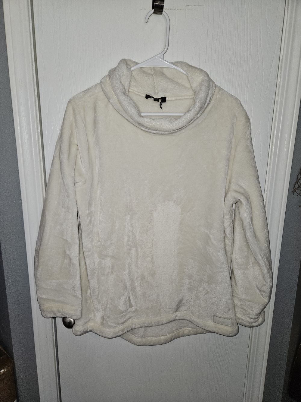 DKNY Cream Plush Funnel Neck Pullover